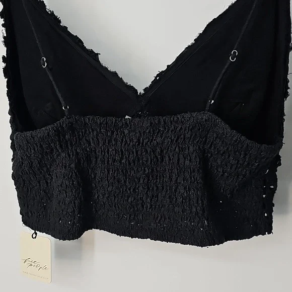 Free People Noir Black Eyelet 2-Piece Party Outfit Mini Skirt & Bralette Top Y2K - Picture 5 of 15